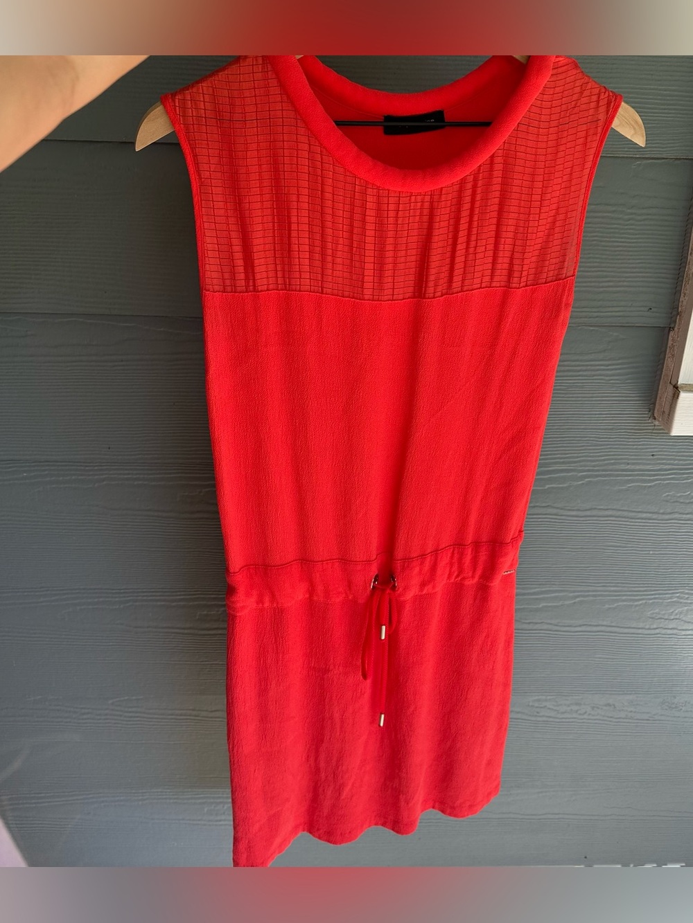 Cop.Copine Red Sleeveless Drawstring Waist Dress